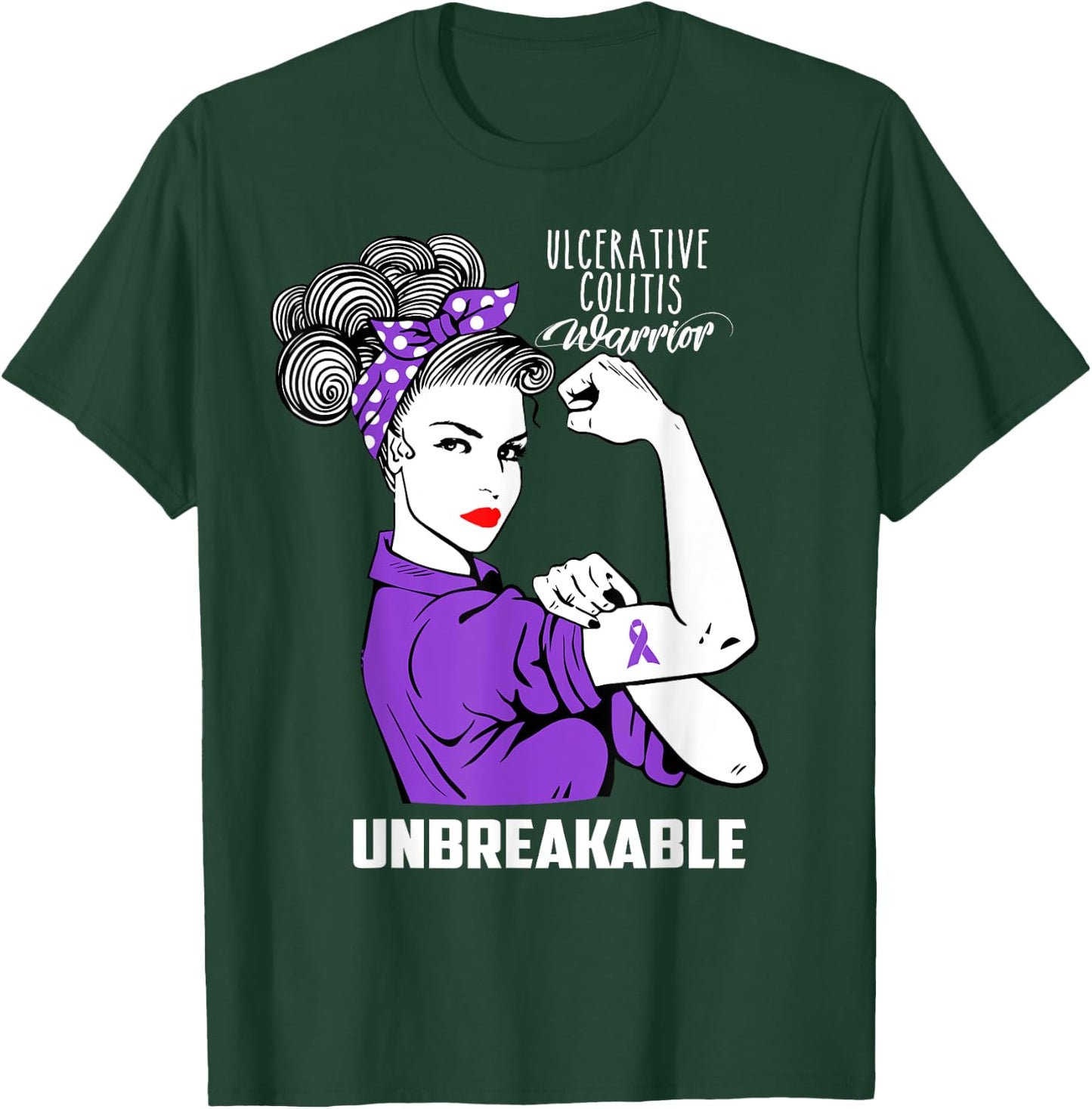 Ulcerative Colitis Warrior Unbreakable Shirt Awareness Gift T-Shirt - T-Shirt | Forest