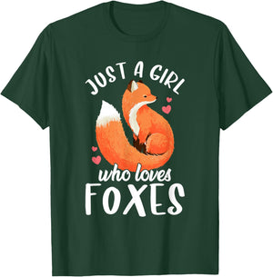 Just A Girl Who Loves Foxes Cute Fox For Girls Kids T-Shirt - T-Shirt | Forest