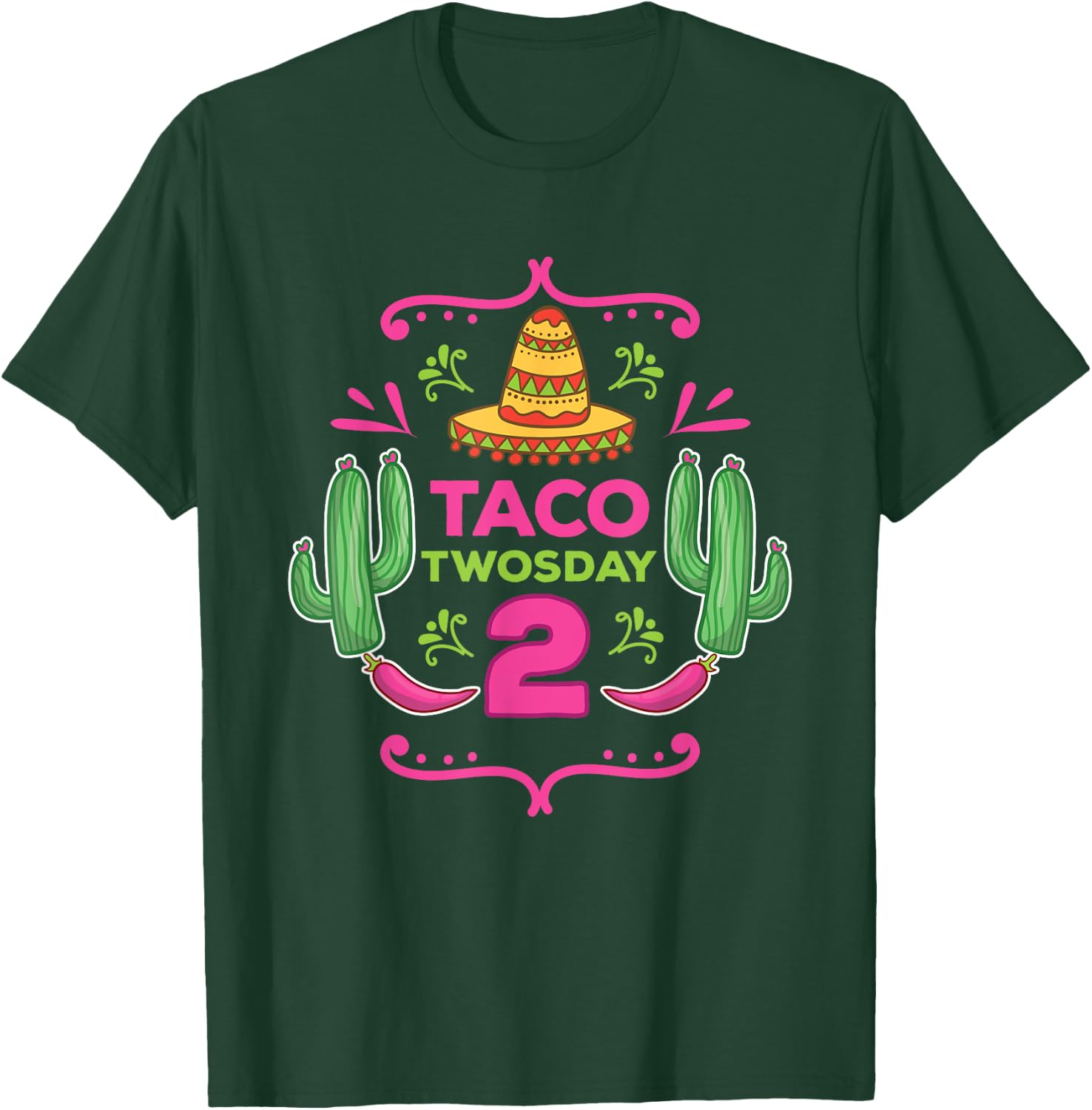 Taco Twosday 2nd Birthday Gift Kids Boy Girl T-Shirt - T-Shirt | Forest