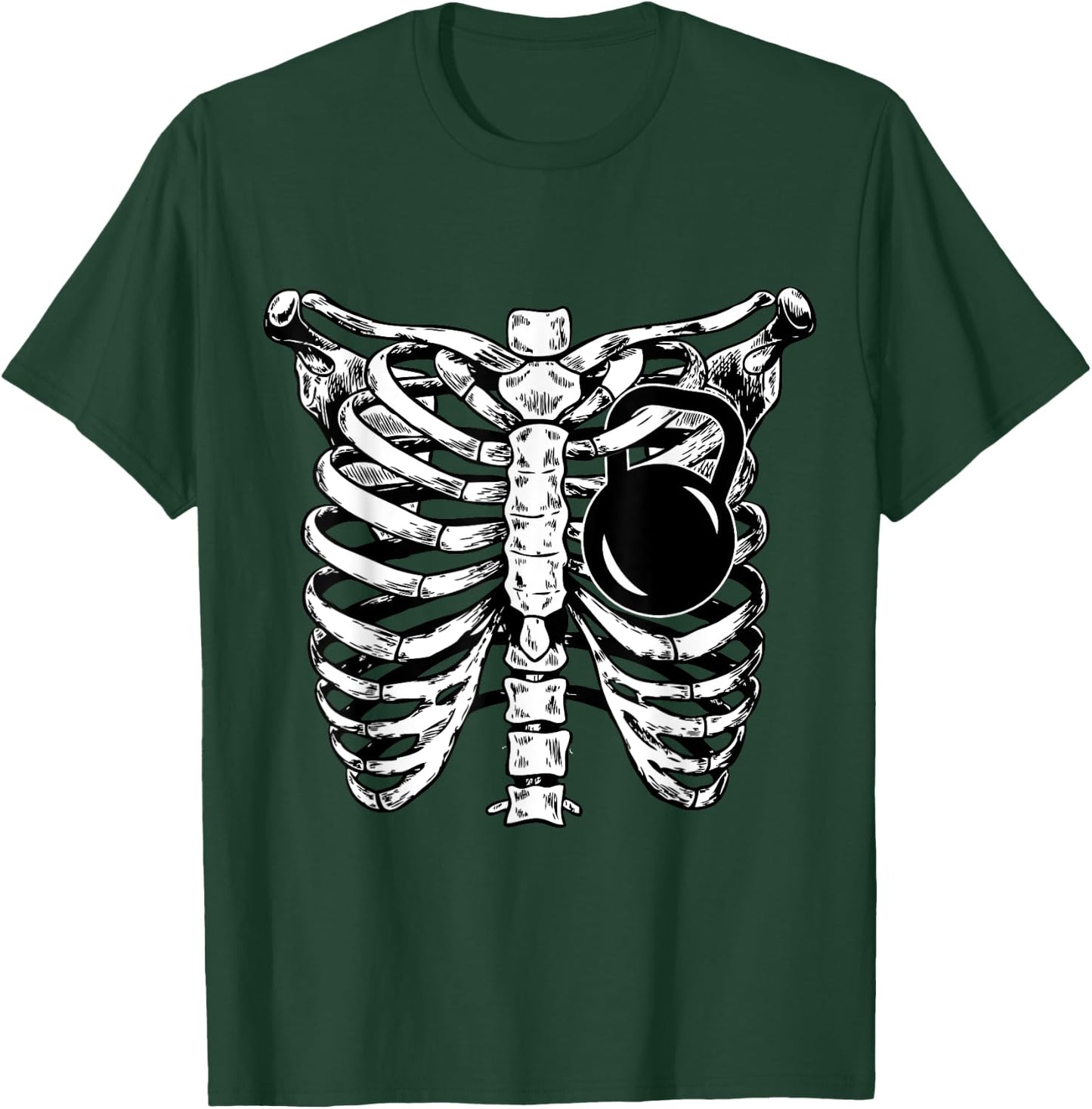 KettleBell Heart Rib Cage Workout Funny Fitness Lover Gift T-Shirt - T-Shirt | Forest