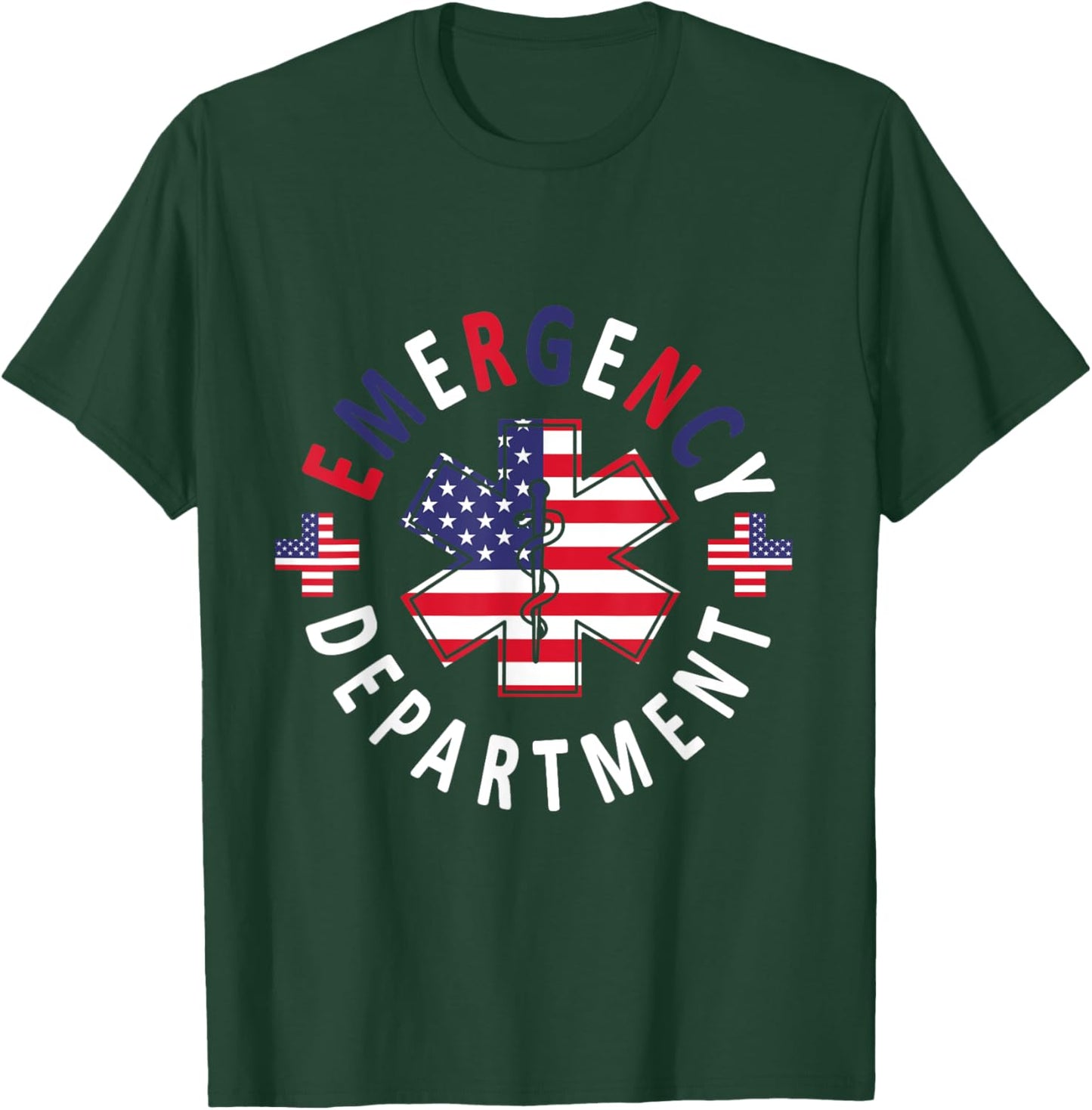 Emergency Department 4th of July USA Emergency Room Nurse T-Shirt - T-Shirt | Forest