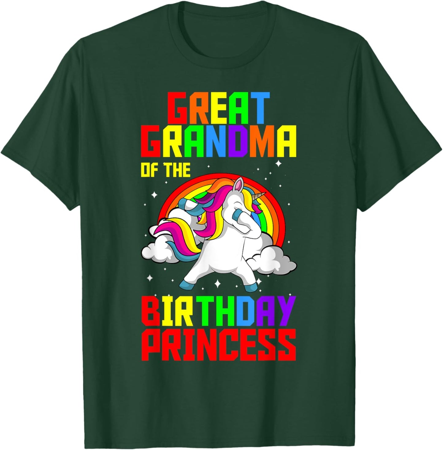 Great Grandma Of The Birthday Princess Unicorn Rainbow Party T-Shirt - T-Shirt | Forest
