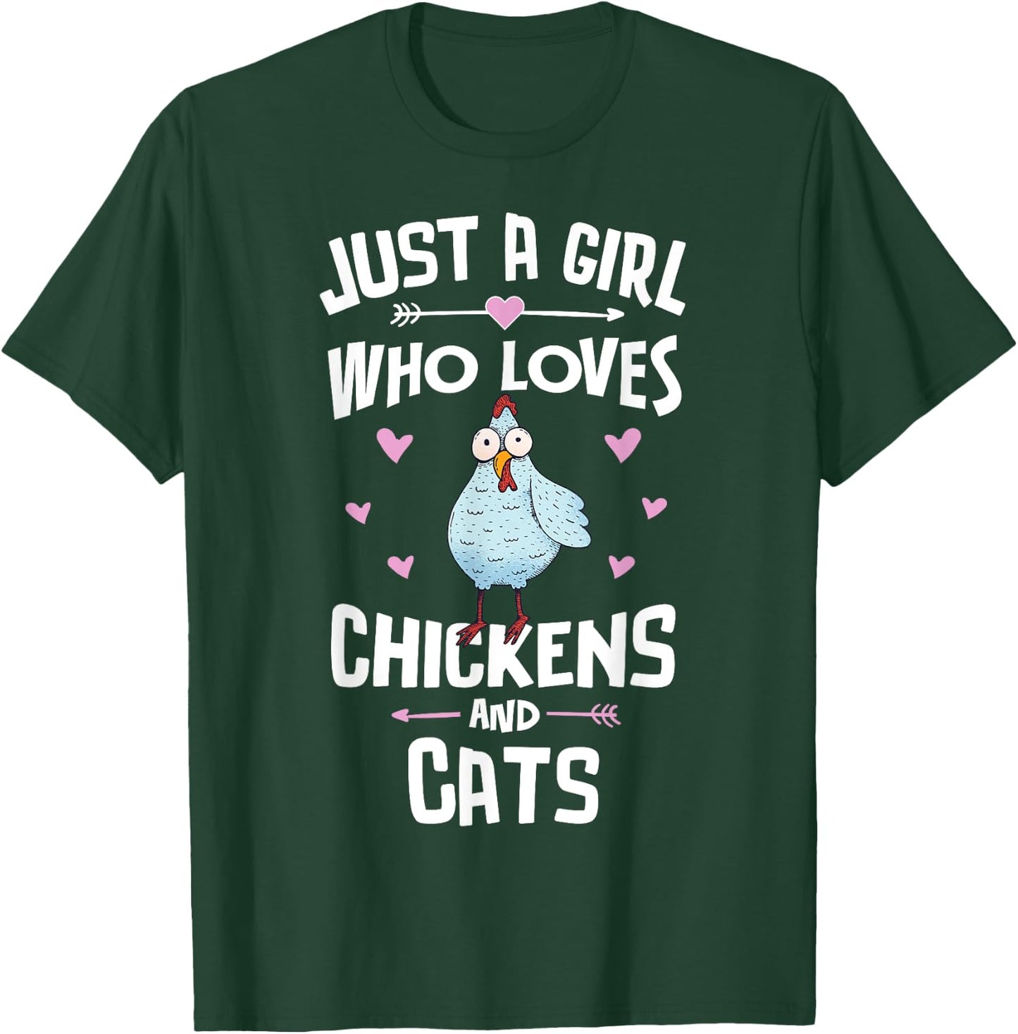 Just A Girl Who Loves Chickens And Cats Gift Women T-Shirt - T-Shirt | Forest