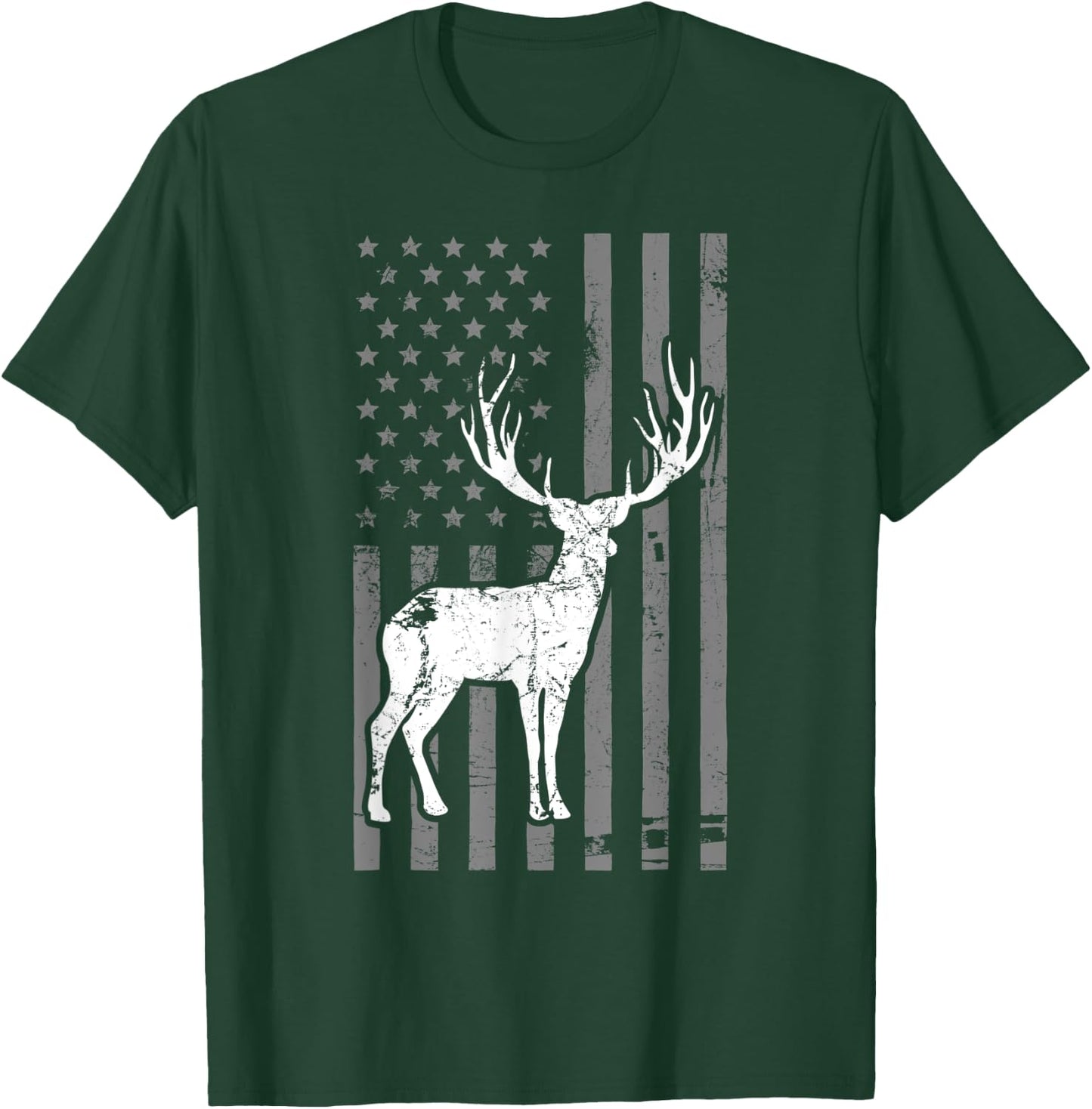 Whitetail Buck Deer Hunting USA Flag Men T-Shirt - T-Shirt | Forest