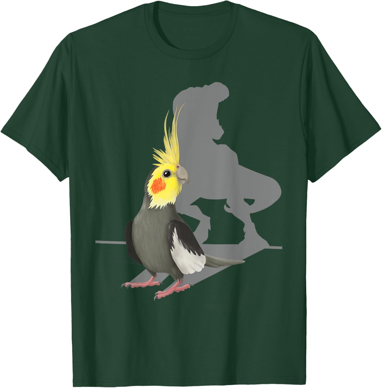 Funny Cockatiel Parrot Bird Memes Dinosaur T-Rex Shadow T-Shirt - T-Shirt | Forest