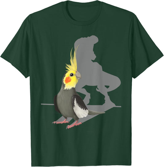 Funny Cockatiel Parrot Bird Memes Dinosaur T-Rex Shadow T-Shirt - T-Shirt | Forest