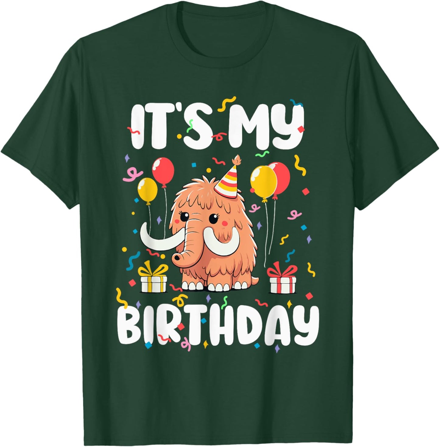 It's My Birthday Shirt Kids Boys Girls Woolly Mammoth T-Shirt - T-Shirt | Forest