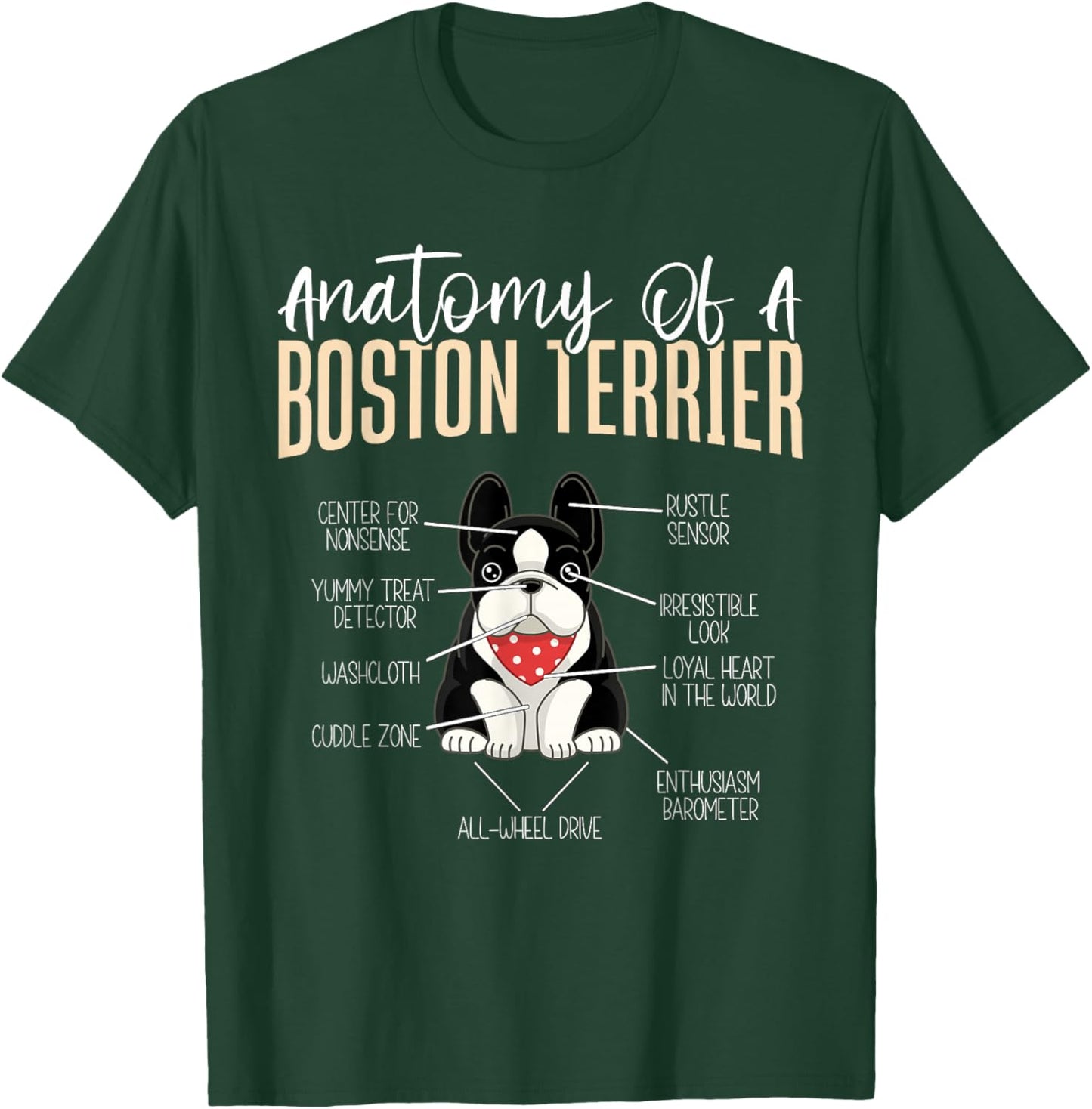 Anatomy Of A Boston Terrier T-Shirt - T-Shirt | Forest