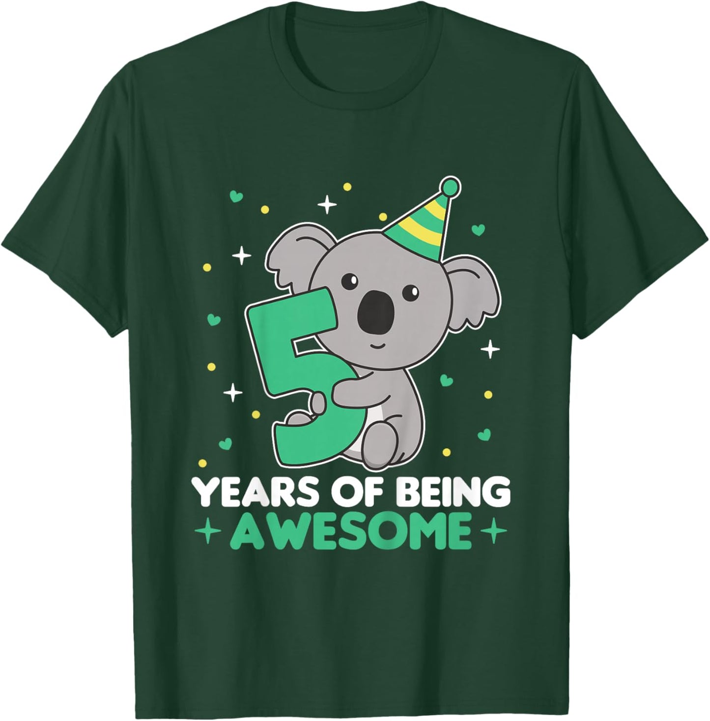 5th Birthday Koala For Kids Five Years Old T-Shirt - T-Shirt | Forest