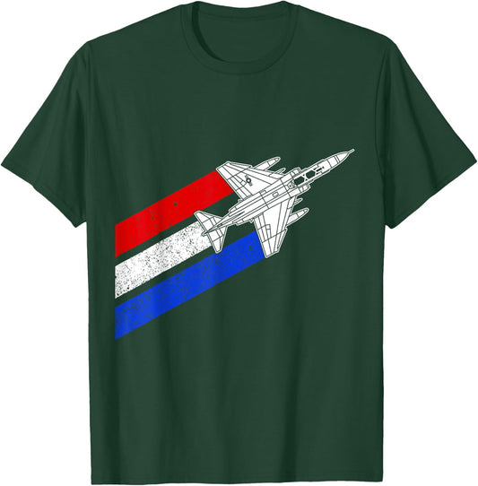 F-4 Phantom Airplane Vintage USA Contrails Red White Blue F4 T-Shirt - T-Shirt | Forest