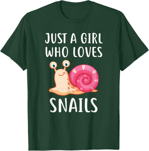 Just A Girl Who Loves Snails Cute Snail Girl T-Shirt - T-Shirt | Forest