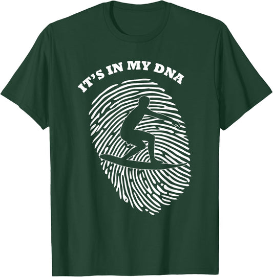 It's In My DNA Surfing Wave Surfer | Fingerprint Fans Retro T-Shirt - T-Shirt | Forest