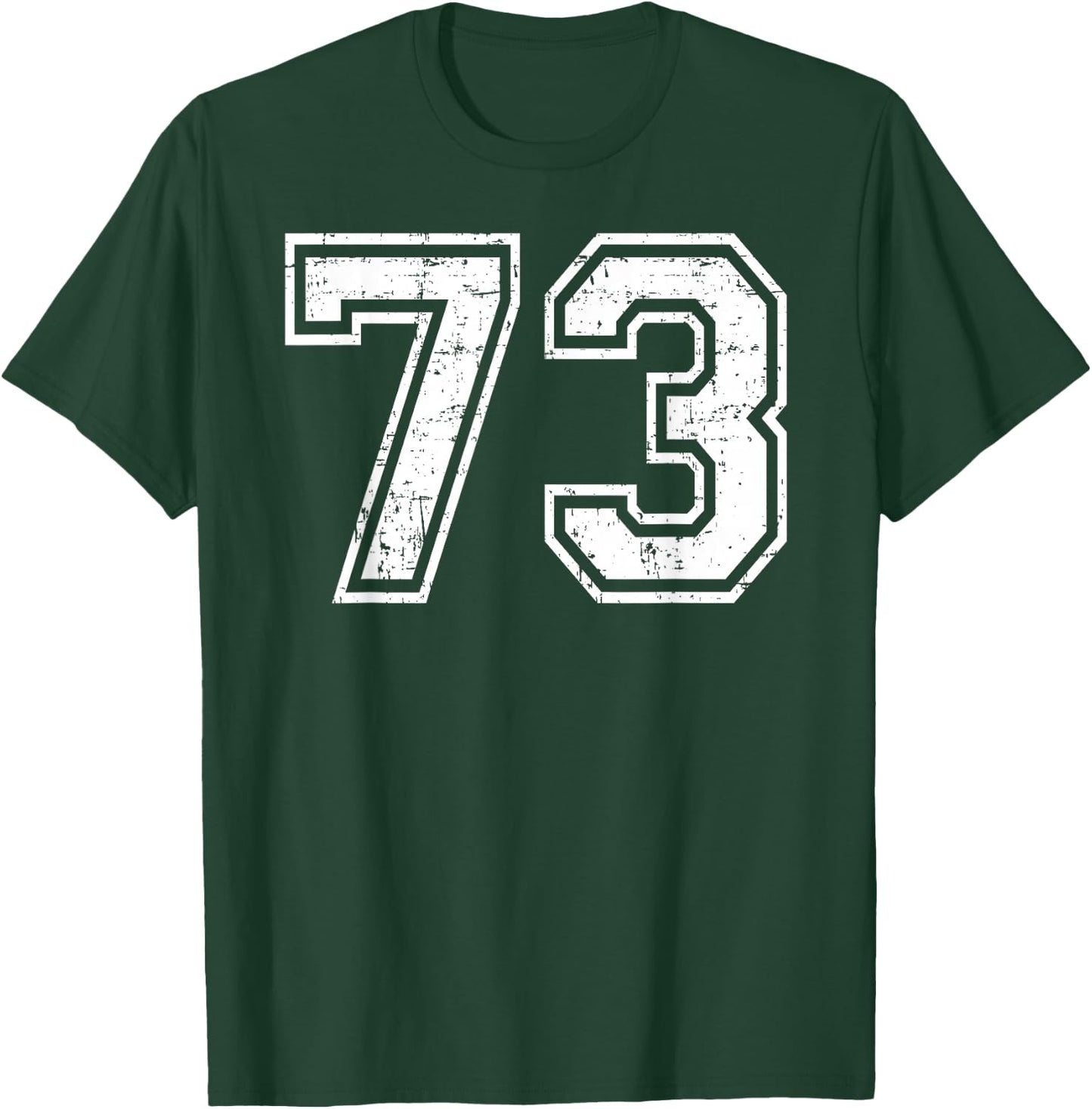 73 Number Seventy-Three Team Sports Grunge Varsity Matching T-Shirt - T-Shirt | Forest