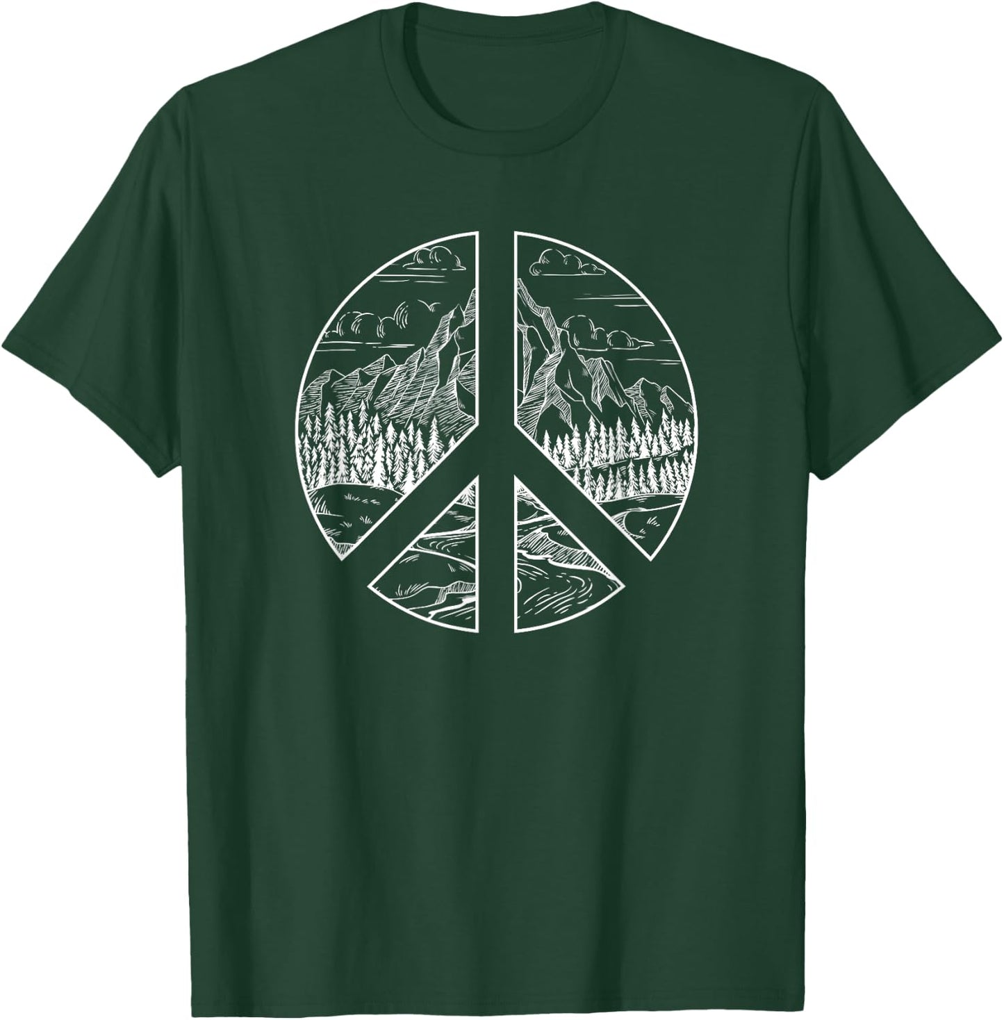 Hippie Peace Nature Vintage Retro Costume Hippy Gift T-Shirt - T-Shirt | Forest