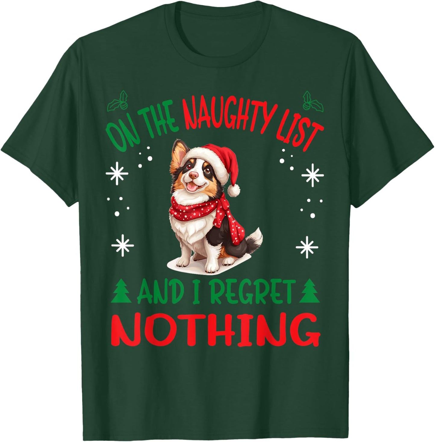 Cute Cardigan Welsh Corgi Dog Christmas On The Naughty List Women T-Shirt - T-Shirt | Forest