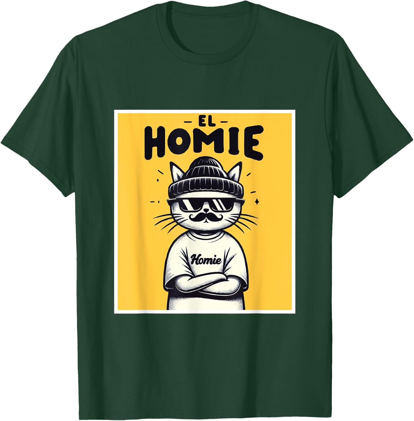 LIL HOMIE Cute Cholo Cat Chicano Art West Coast Hip Hop Prem T-Shirt - T-Shirt | Forest