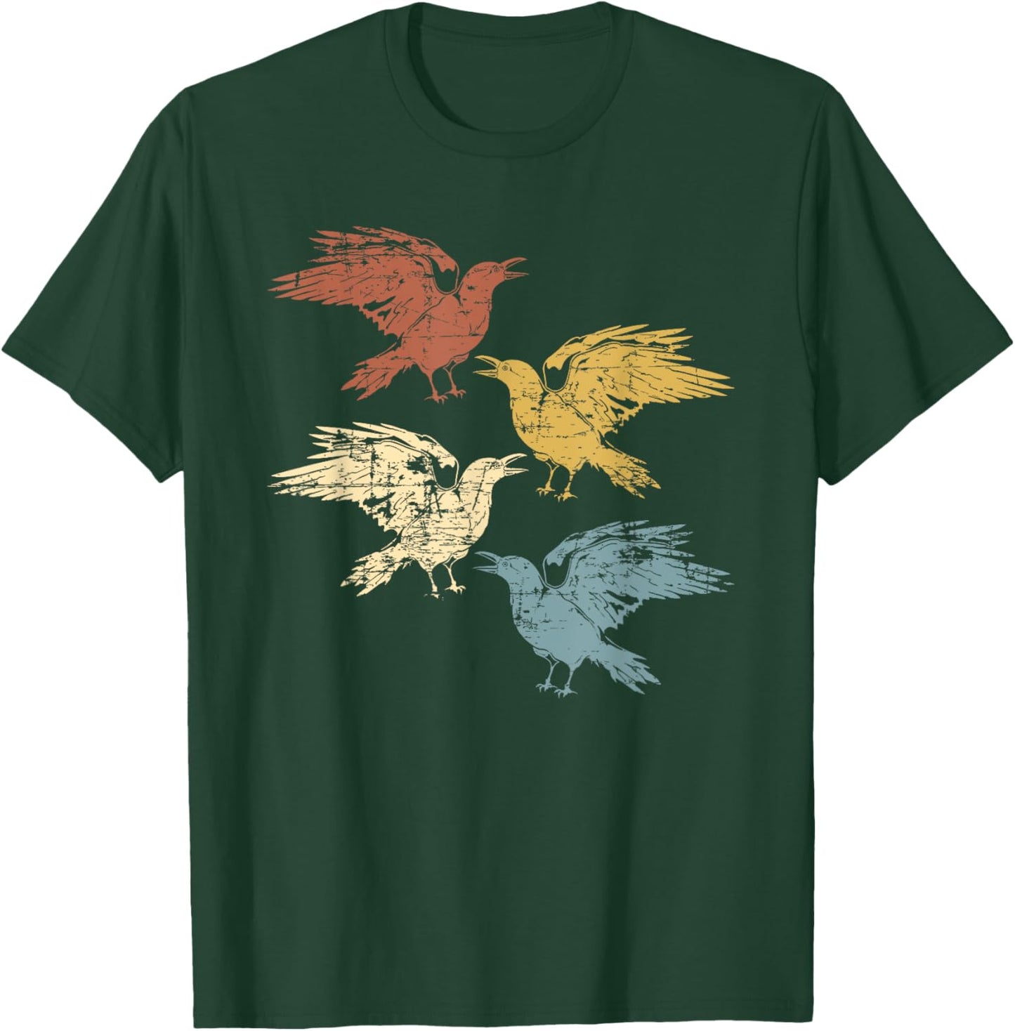 Black Crow Forest Animal Bird Gothic Spooky Retro Raven T-Shirt - T-Shirt | Forest