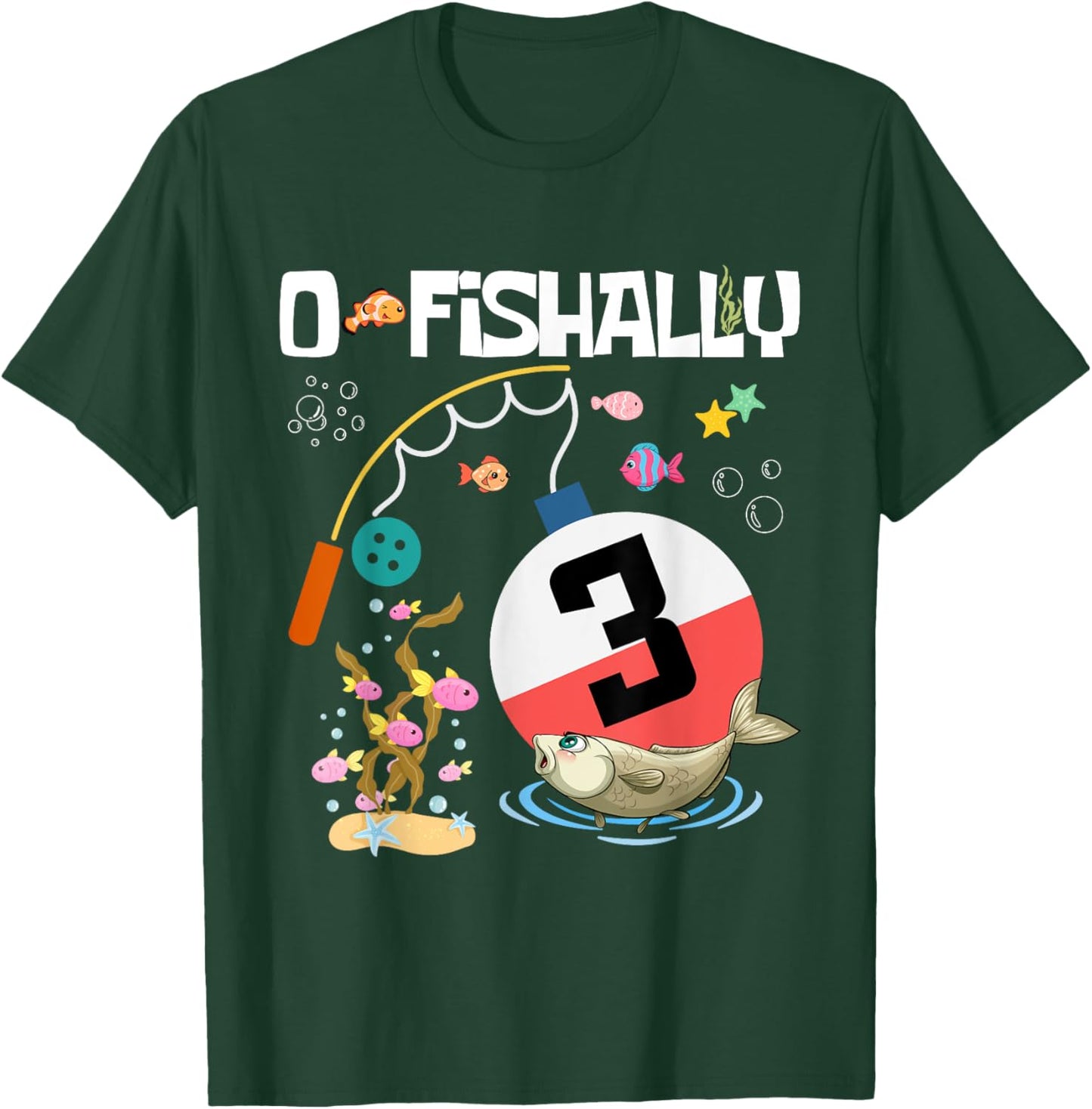 Kids O-Fish-Ally 3 Birthday Fish Decorations Bday Party T-Shirt - T-Shirt | Forest