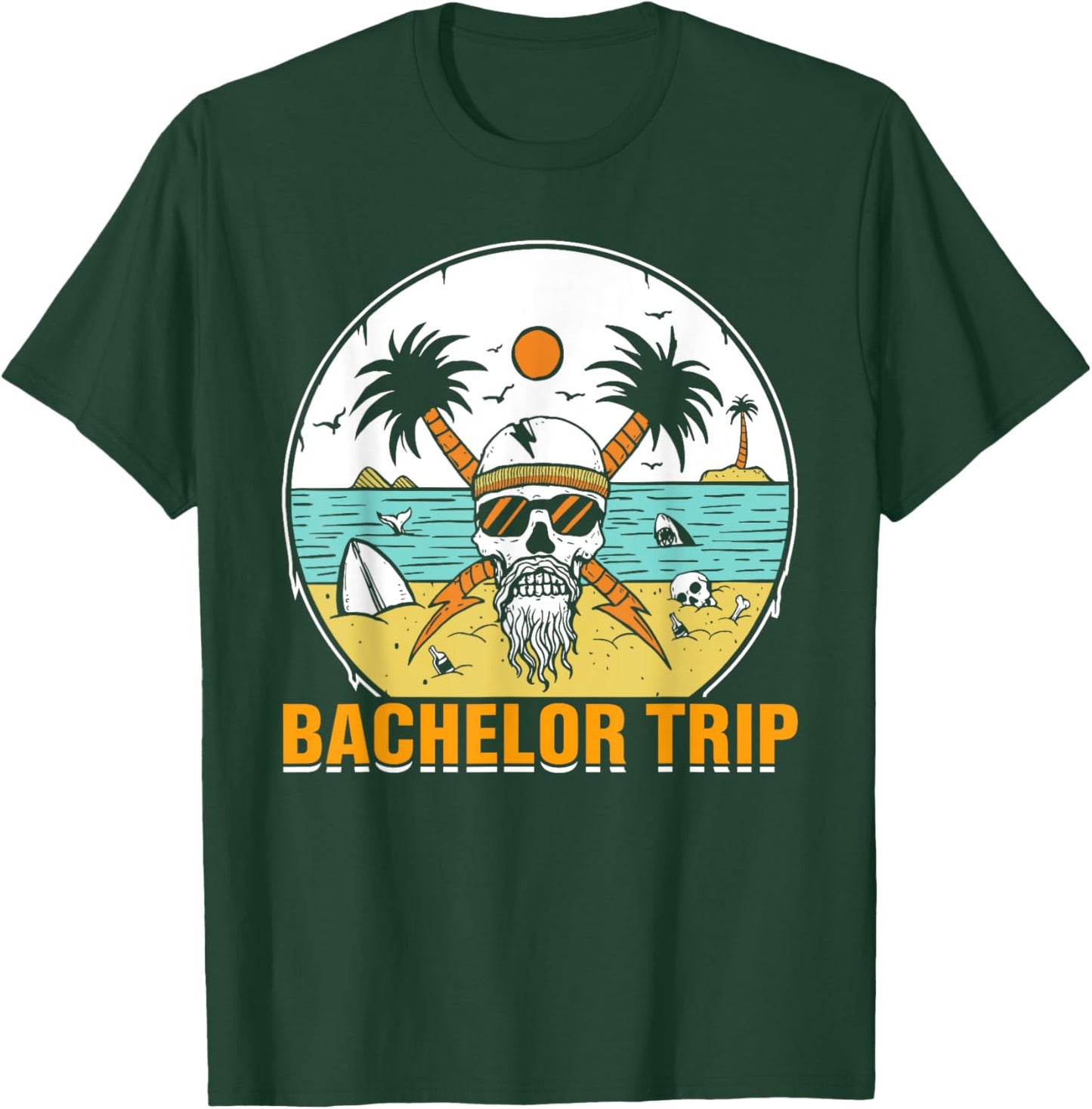 Bachelor Trip Beach Groom Skull Groomsmen T-Shirt - T-Shirt | Forest