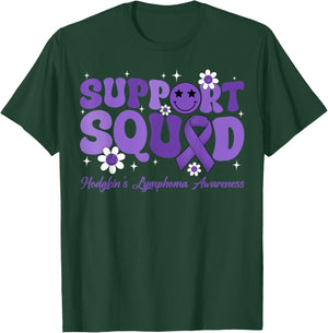 Retro Groovy Support Squad Hodgkins Lymphoma Lavender Ribbon T-Shirt - T-Shirt | Forest