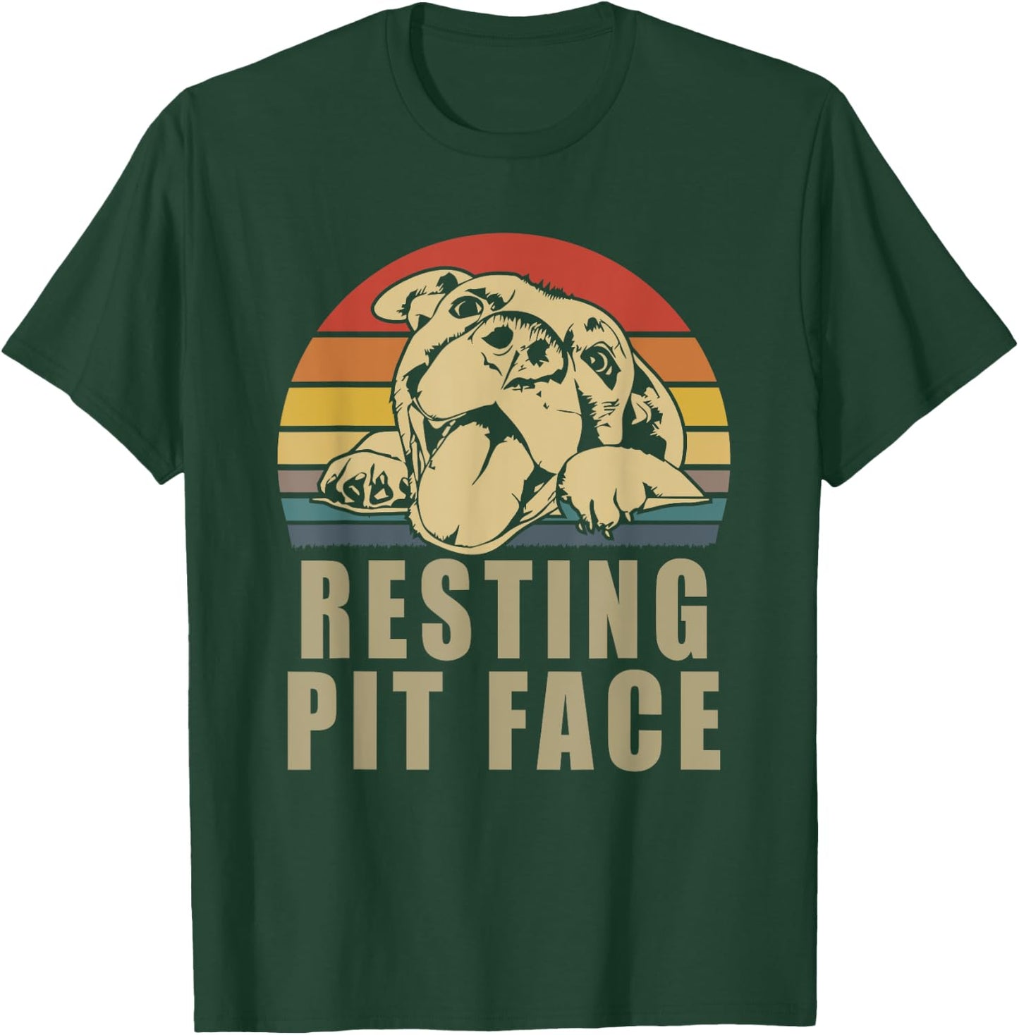 Resting Pit Face - Vintage Pitbull Lovers Gift Face T-Shirt - T-Shirt | Forest