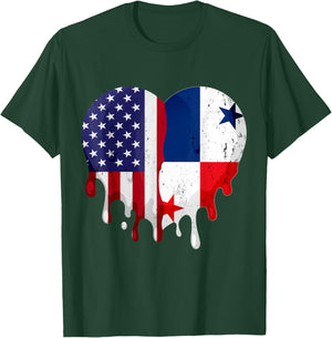 American Panamanian Hispanic Heritage Month Panama Heart T-Shirt - T-Shirt | Forest