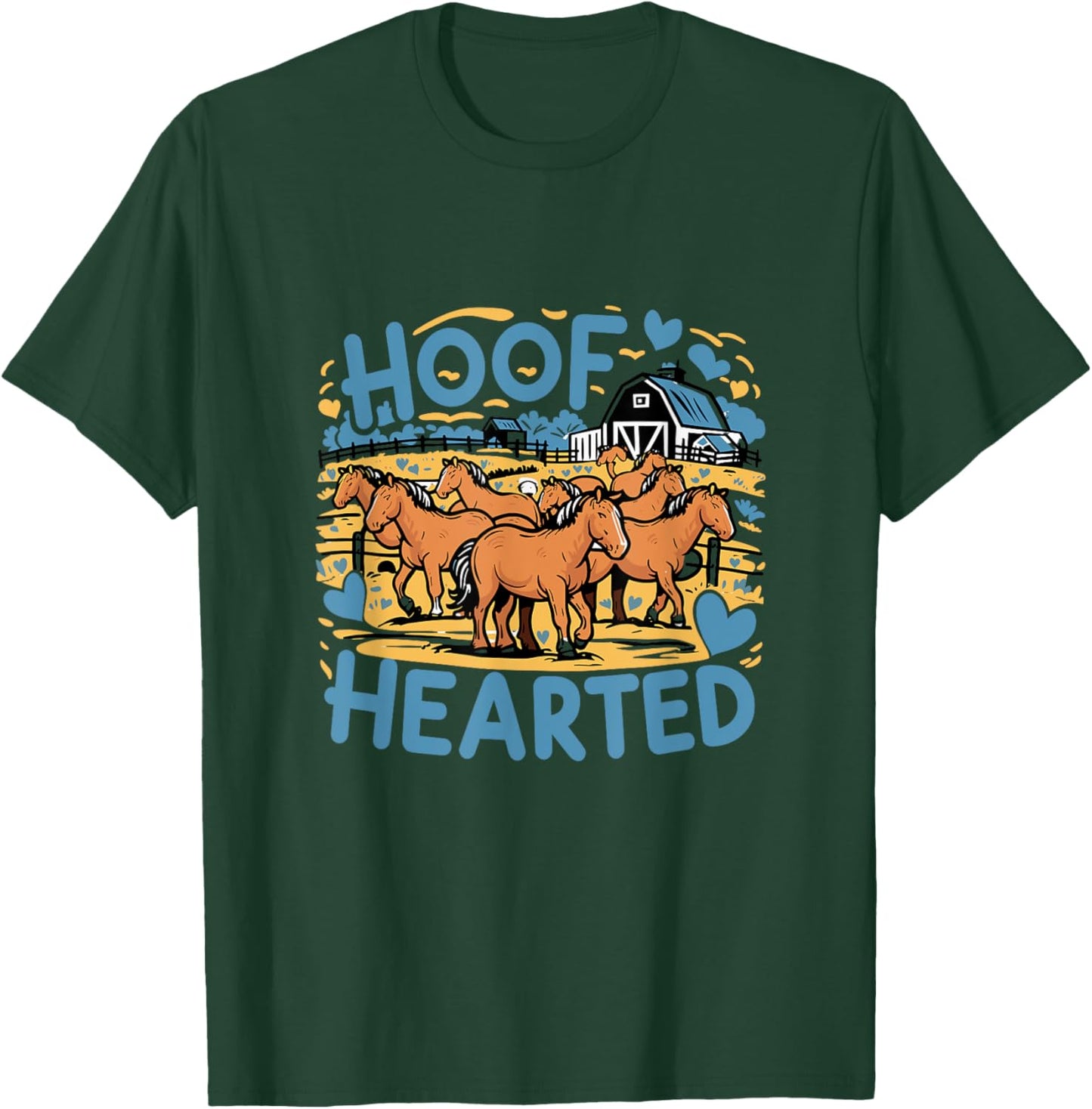 Hoof Hearted Funny Horse Lover Cowboy Humor Graphic T-Shirt - T-Shirt | Forest