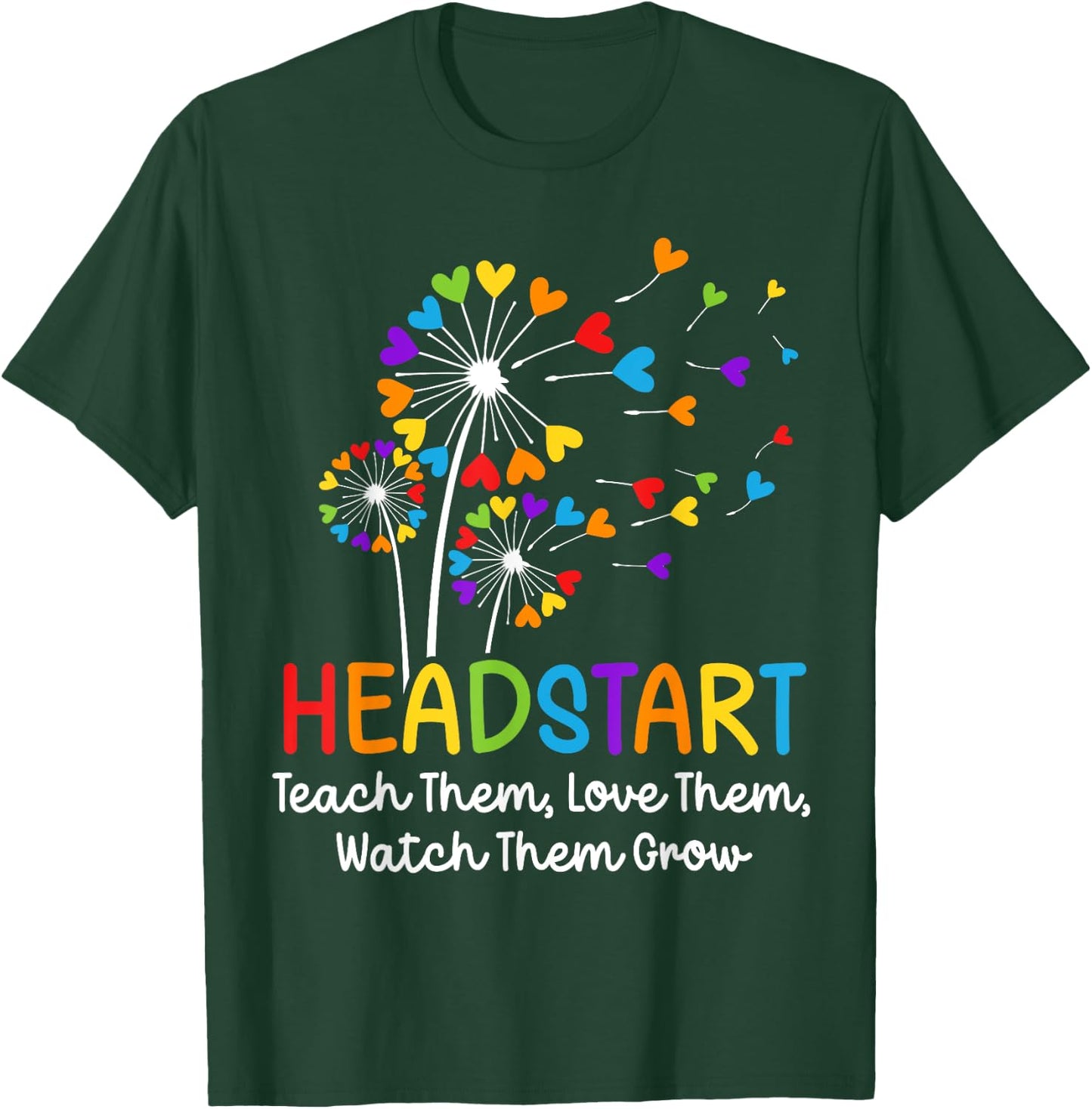 Teach Them Love Them Head start Dandelion Flower Early Childhood Educator - -Adults, Black, Small, Short Sleeve, Modern, Birthday-Themed, Cotton Blend, Machine Wash T-Shirt - T-Shirt | Forest