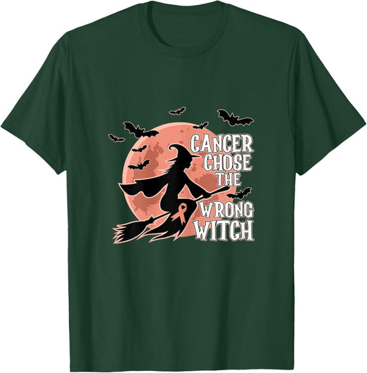 Cancer Chose The Wrong Witch Endometrial Cancer Halloween T-Shirt - T-Shirt | Forest