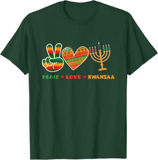 Peace Love Kwanzaa - African American Heritage Festival T-Shirt - T-Shirt | Forest