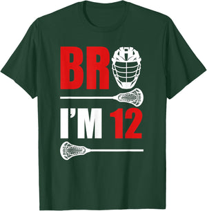 12th Birthday Shirt Boy Bro I'm 12 Year Old Lacrosse Theme T-Shirt - T-Shirt | Forest