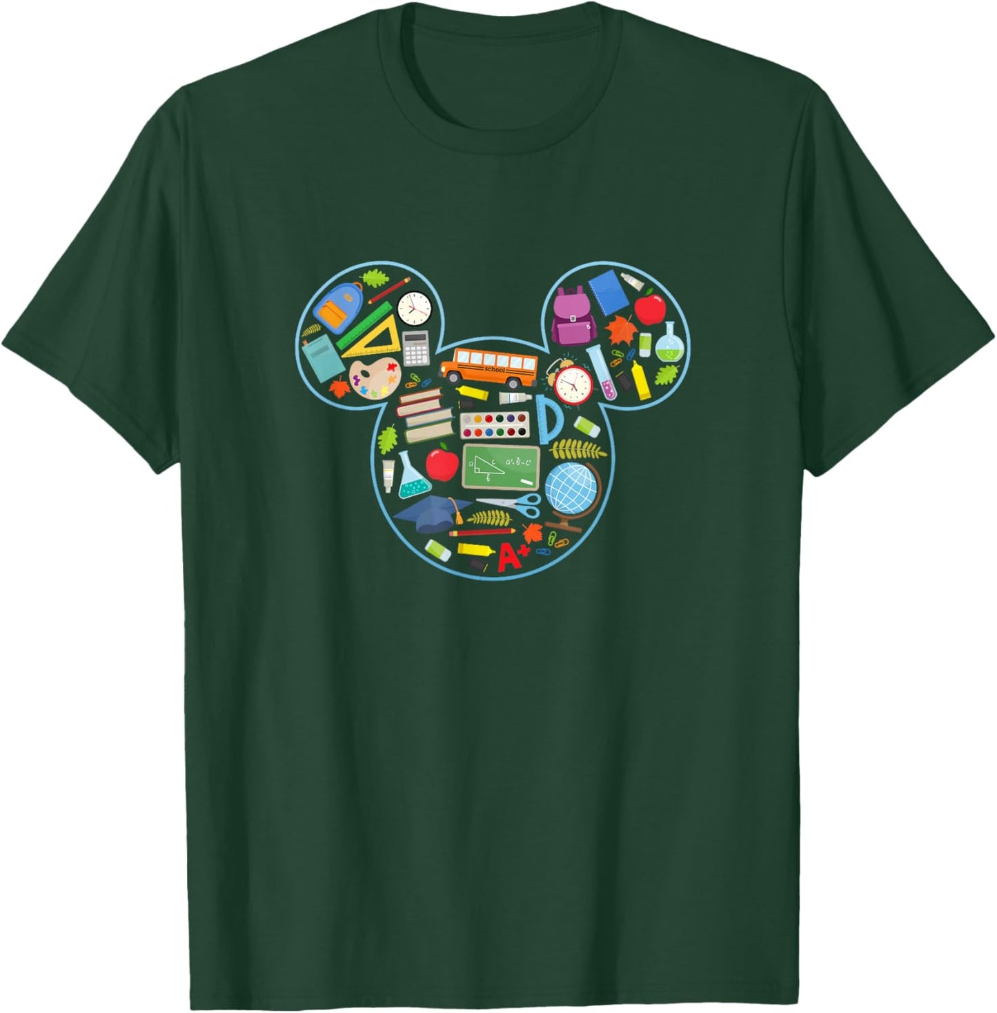 Disney Mickey And Friends Back To School Supplies Logo Fill T-Shirt - T-Shirt | Forest