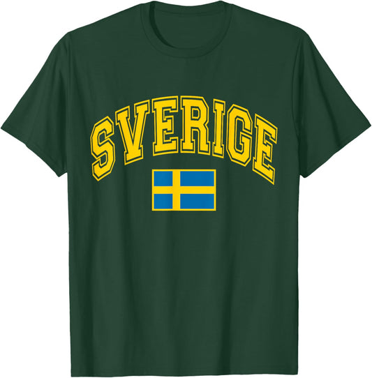 Sweden Sverige Swedish Flag Graphic T-Shirt - T-Shirt | Forest