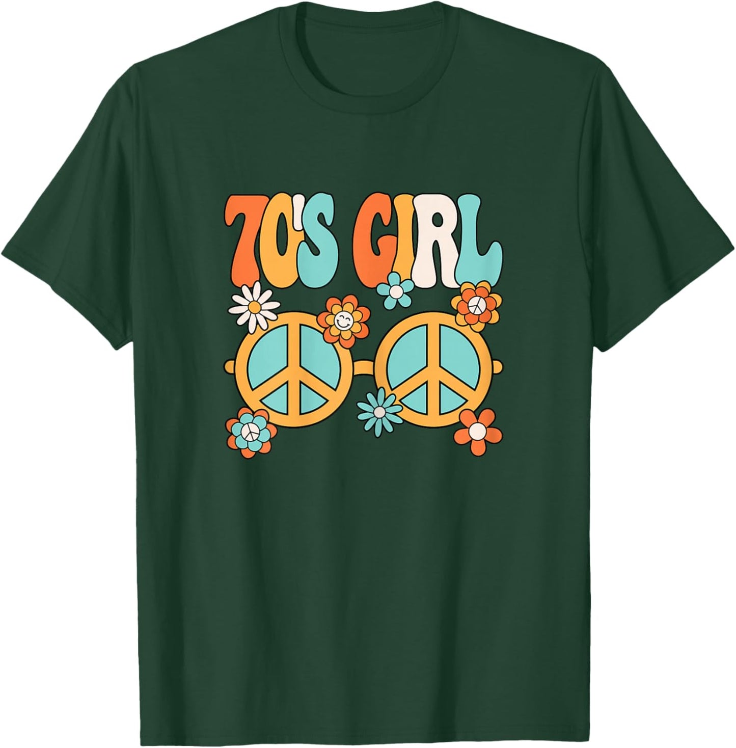 70s Girl 1970s Peace Hippie Disco Party Outfit Groovy Women T-Shirt - T-Shirt | Forest