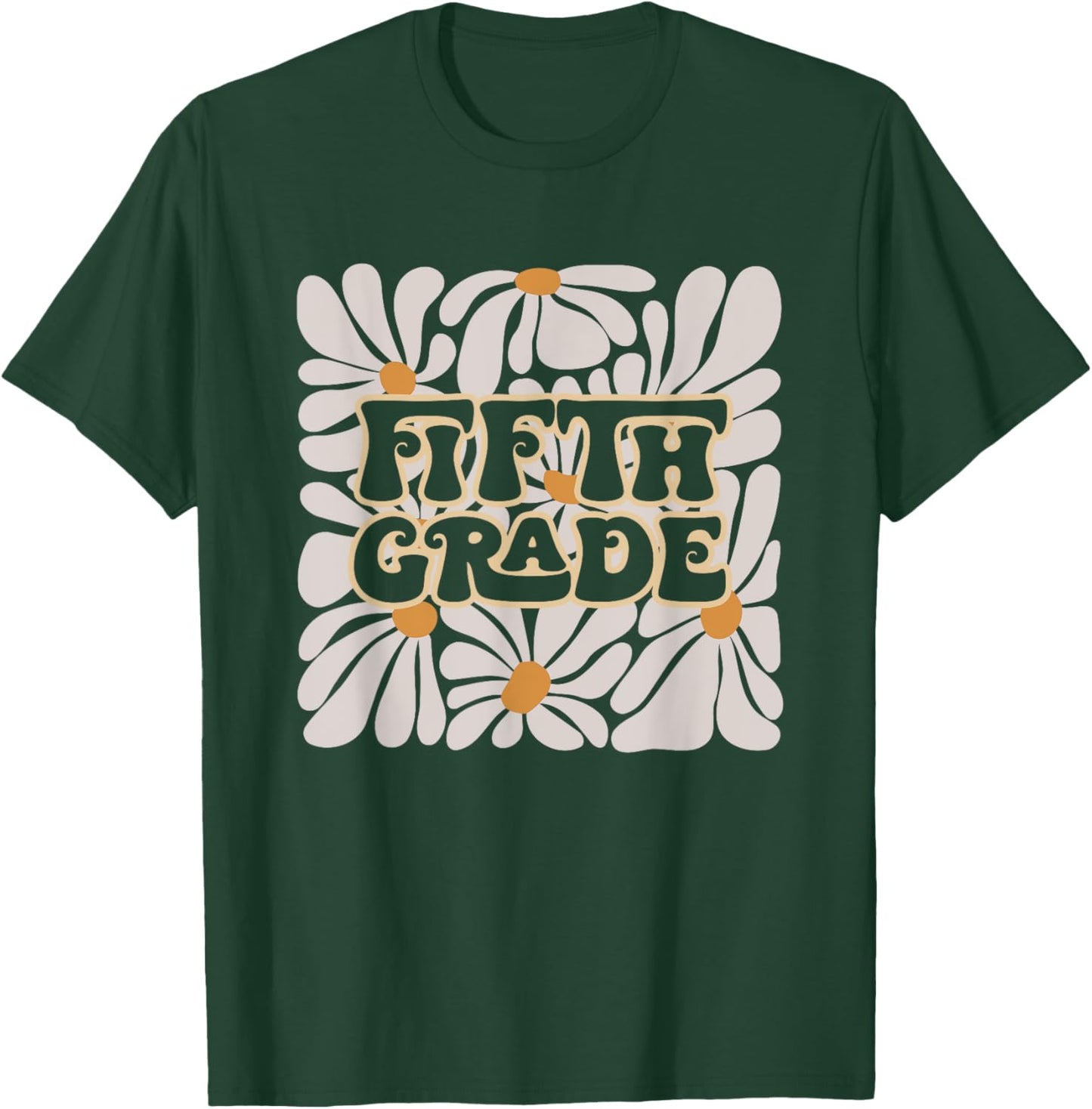 Retro Flower Power Squared Fifth 5th Grade Back To School T-Shirt - T-Shirt | Forest