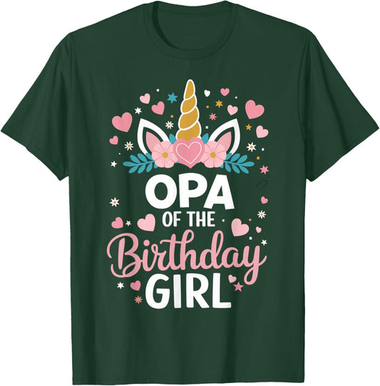 Opa Of The Birthday Girl Unicorn Grandpa 1st Bday T-Shirt - T-Shirt | Forest