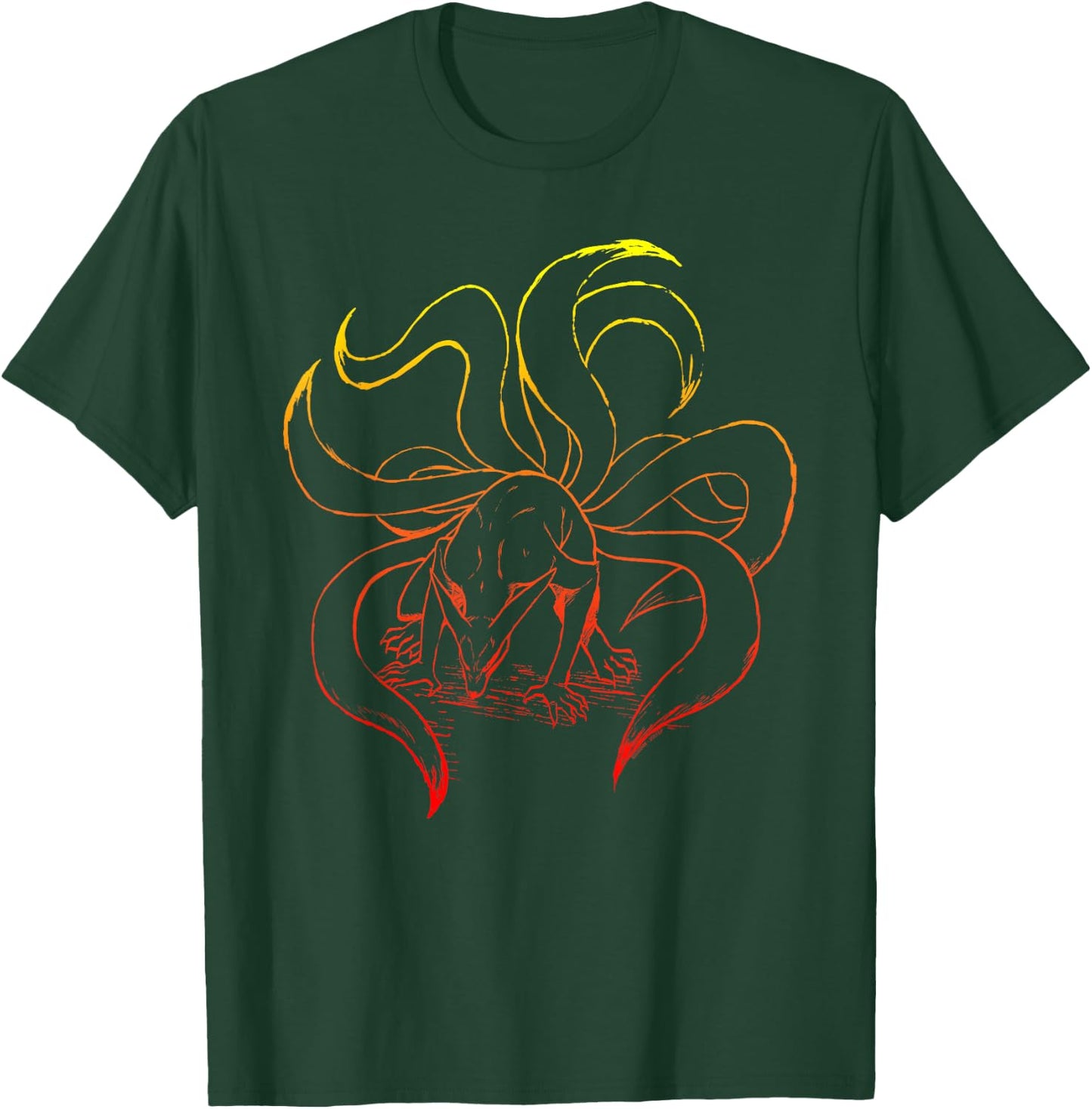 Naruto Shippuden Nine Tails Gradient Outline T-Shirt - T-Shirt | Forest