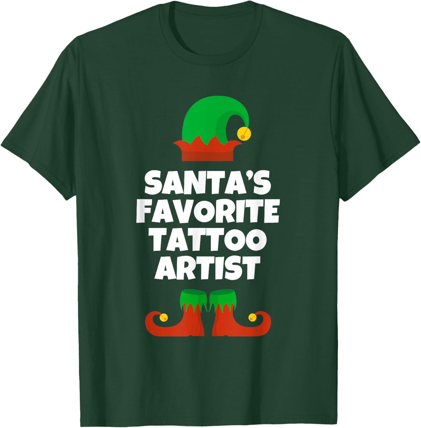 Santas Favorite Tattoo Artist Christmas Funny Pj Tattooist T-Shirt - T-Shirt | Forest