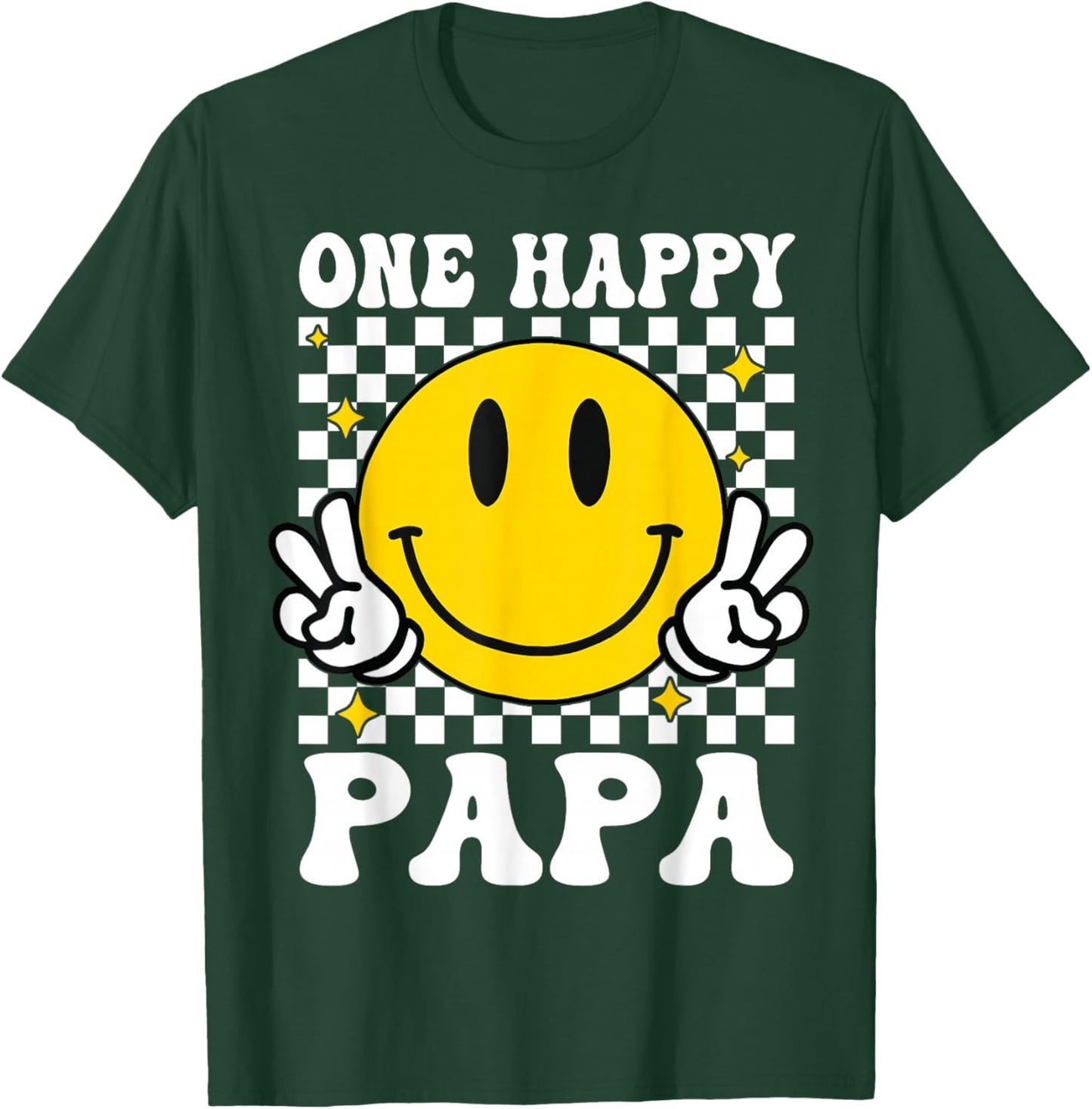 One Happy Dude Papa happy face 1st Birthday Family Matching T-Shirt - T-Shirt | Forest