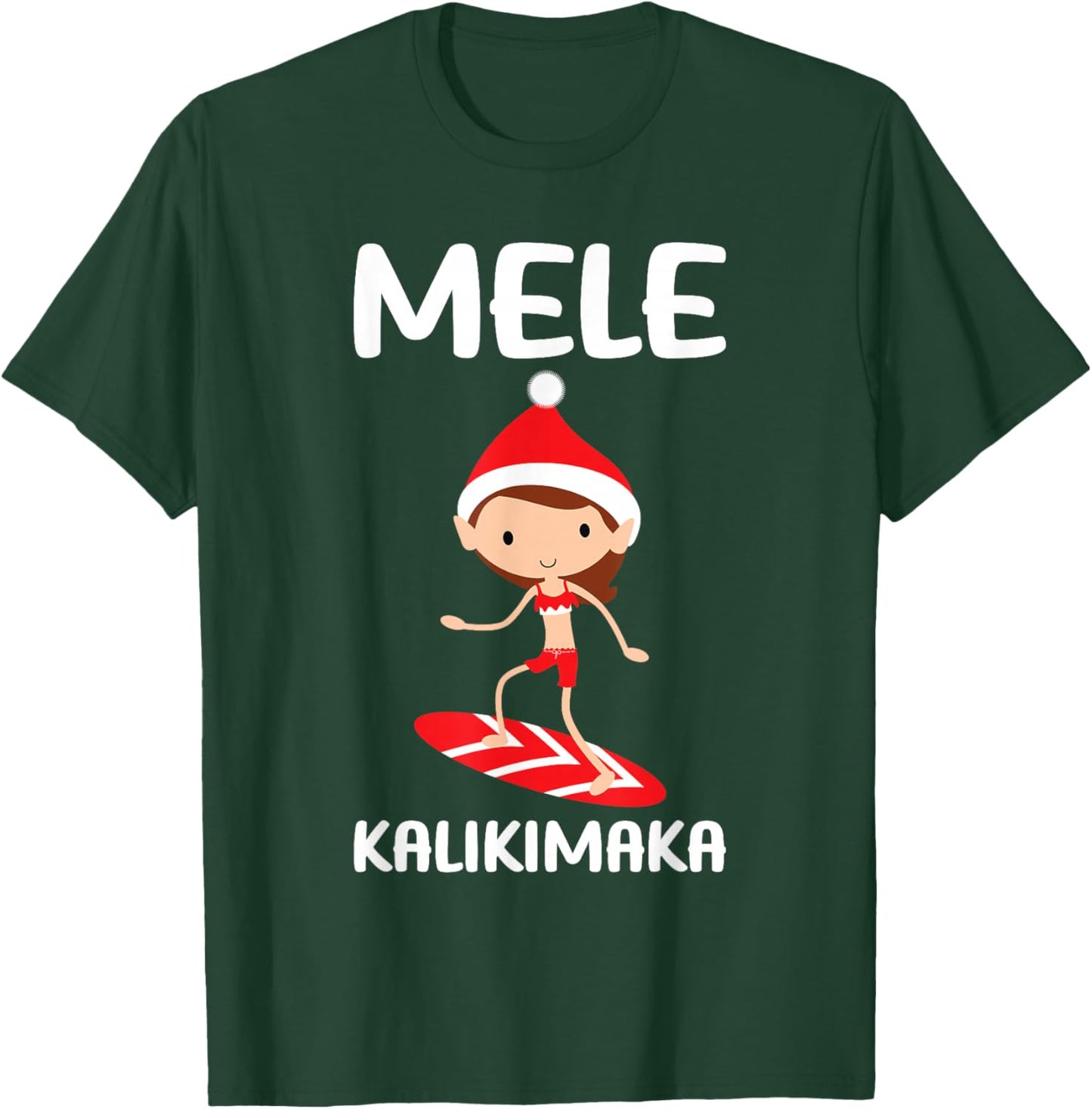 Mele Kalikimaka Hawaiian Christmas Surfing Kids Girls Hawaii T-Shirt - T-Shirt | Forest