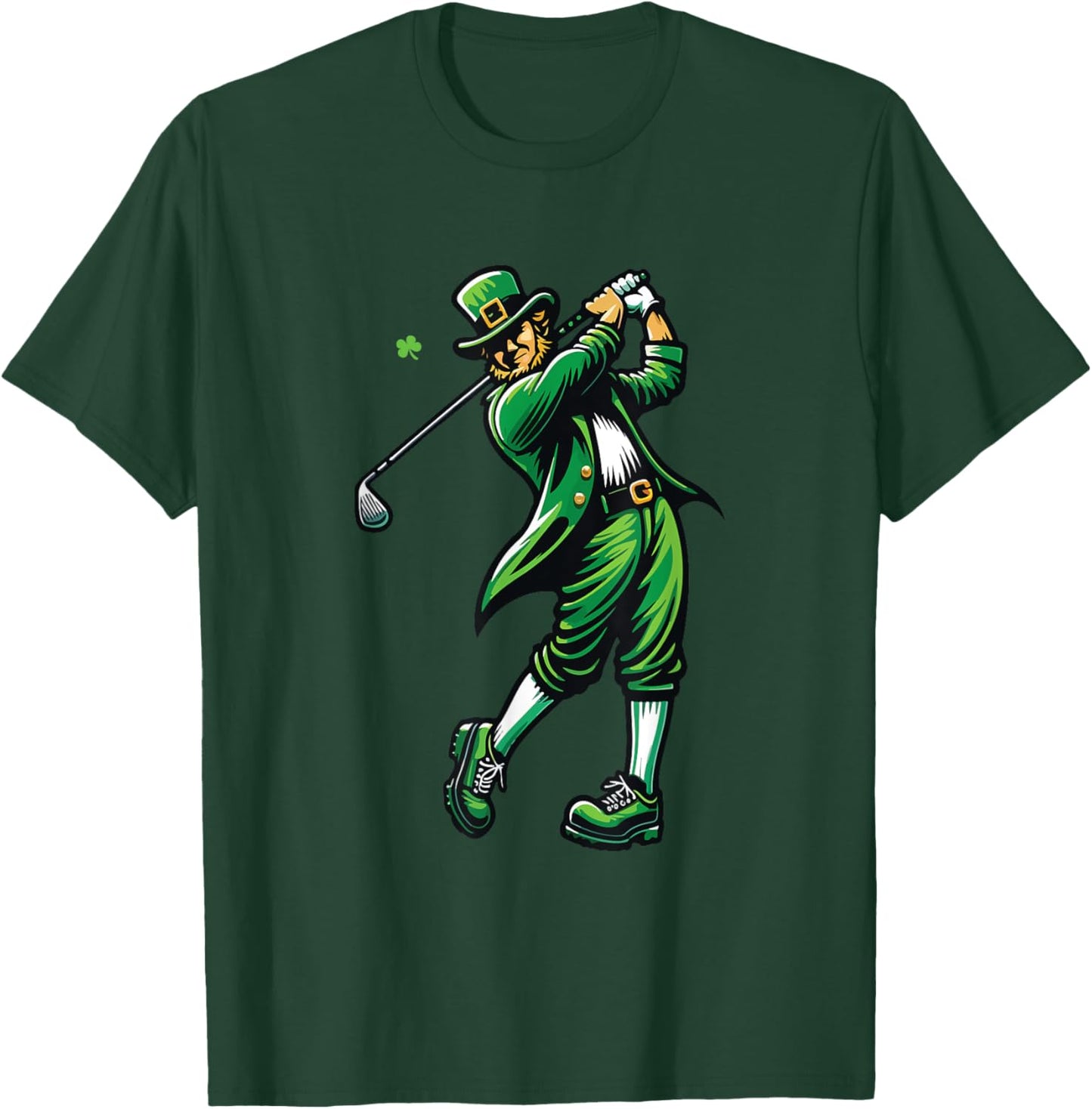 Golf St Patrick's Day Irish Leprechaun Golfer Golfing T-Shirt - T-Shirt | Forest