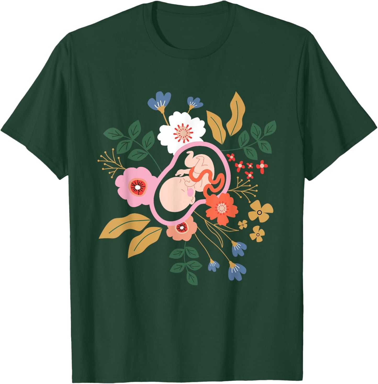 Floral Doula Midwifery - Midwives Childbirth Labor Assistant T-Shirt - T-Shirt | Forest