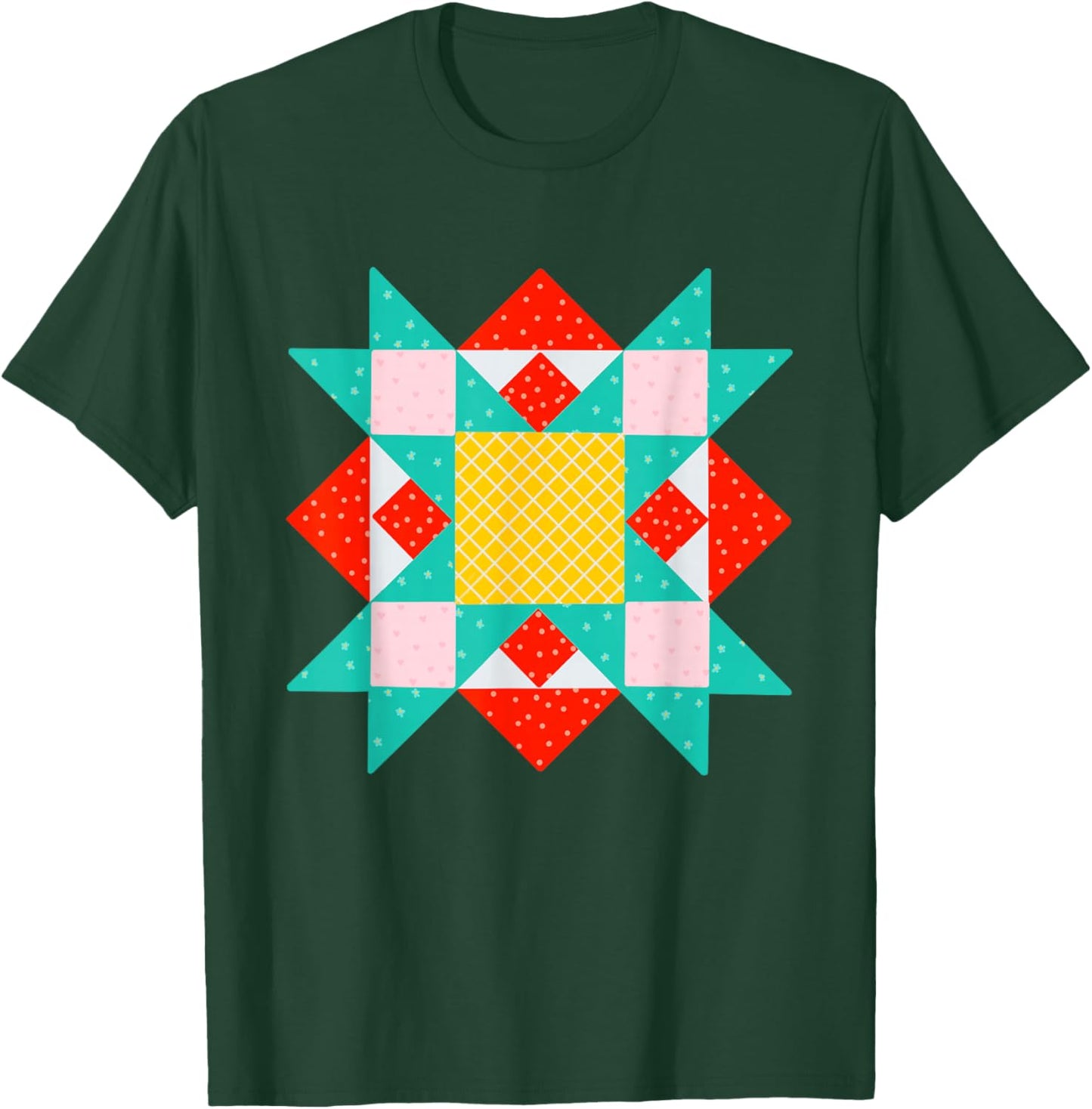 Quilt Block Barn Quilter Country T-Shirt - T-Shirt | Forest