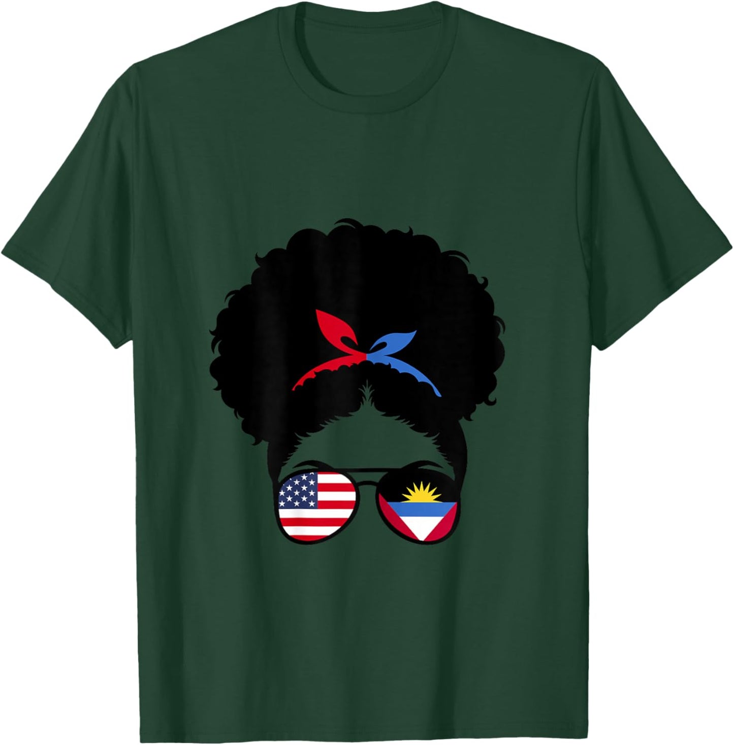 Antigua Roots Antigua Girl Afro Bun Antigua Barbuda Heritage T-Shirt - T-Shirt | Forest