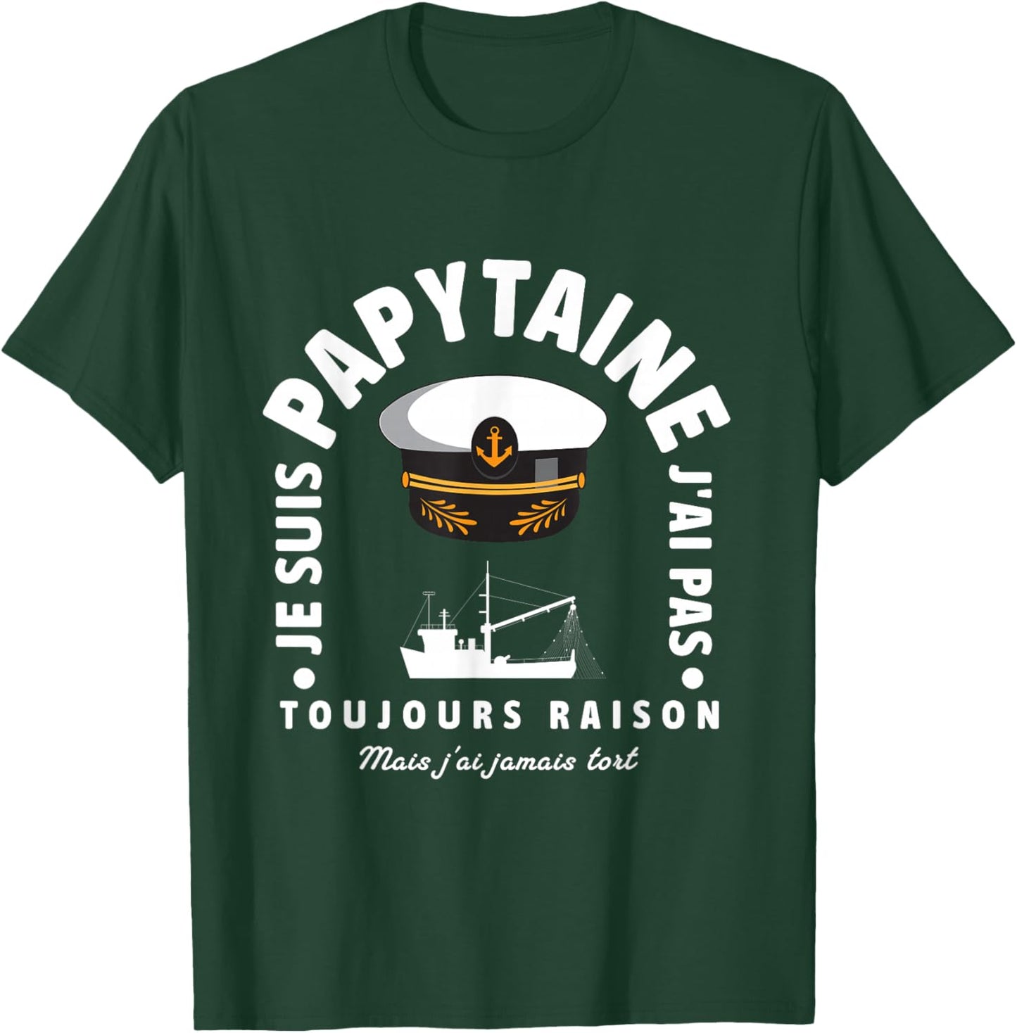 Grandpa Captain Boat Ship Sailor Humor Grandpa , Black, S T-Shirt - T-Shirt | Forest