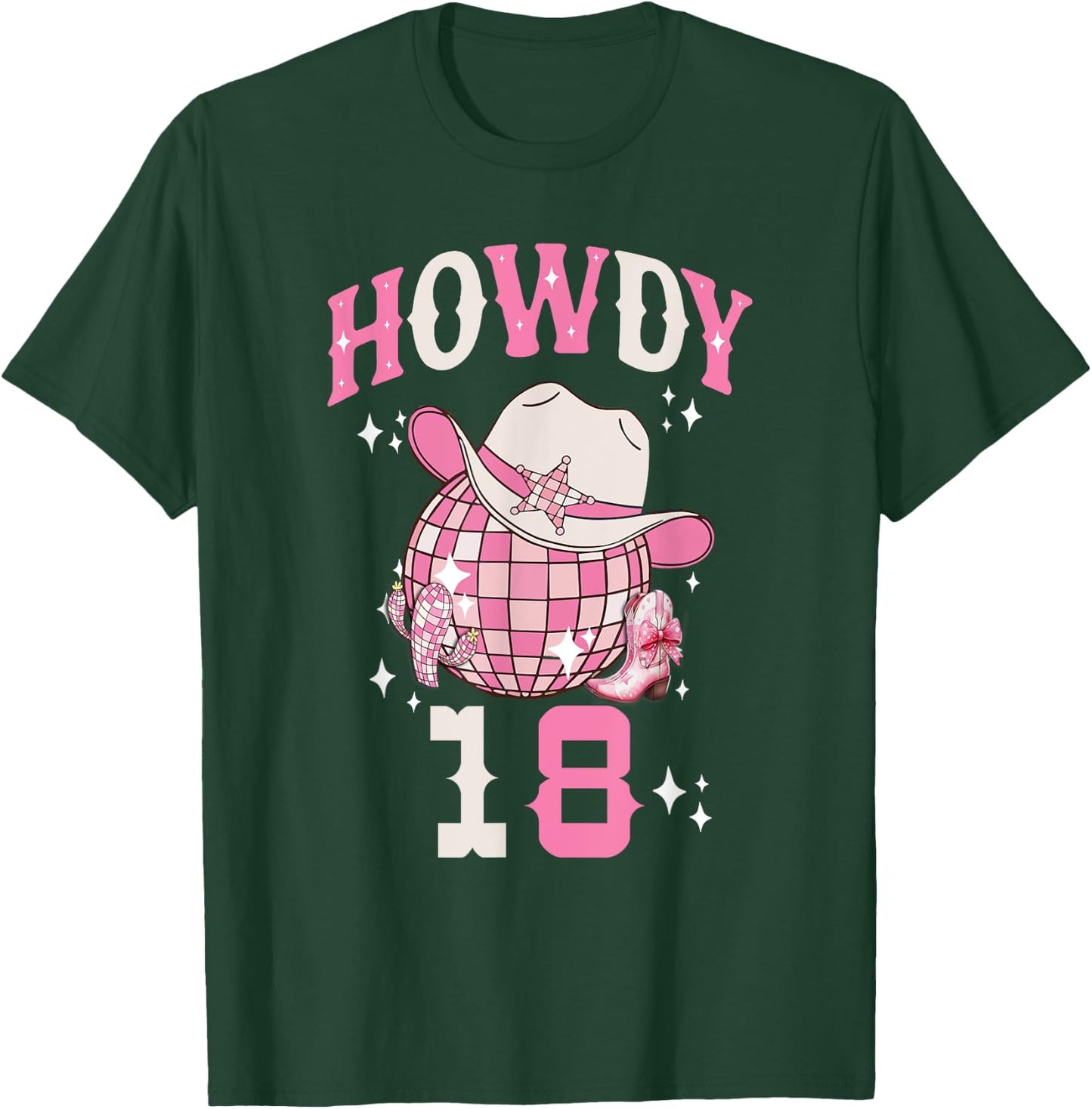 Howdy 18 Years Old Cowgirl 18th Birthday Western Girl T-Shirt - T-Shirt | Forest