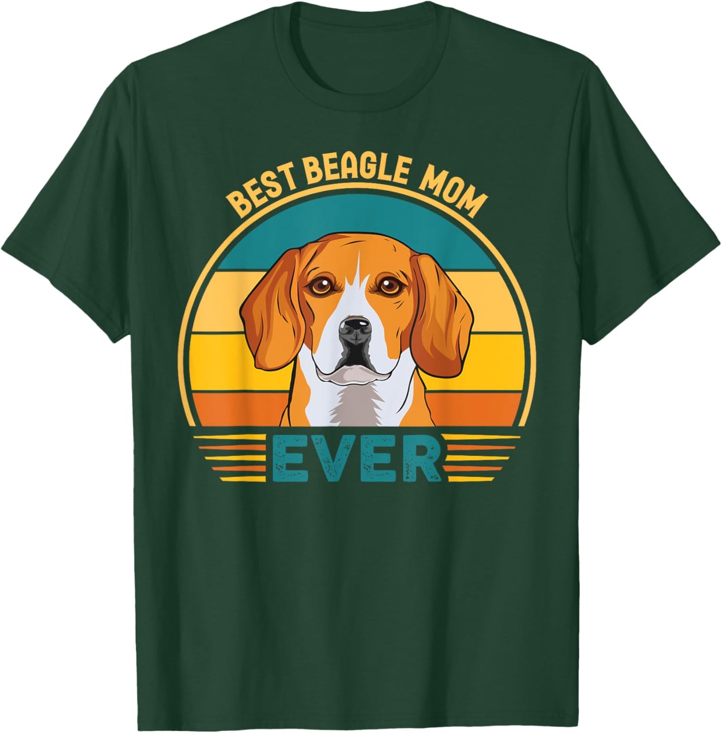 Best Beagle Mom Ever | Dog Lover Retro Sunset T-Shirt - T-Shirt | Forest