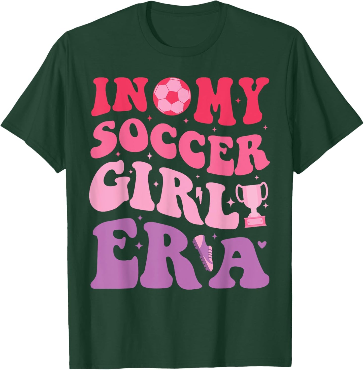 Groovy Retro In My Soccer Girl Era Design Cute Soccer Girl T-Shirt - T-Shirt | Forest