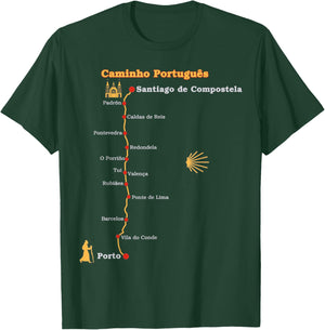 Route Caminho Português de Santiago Stages Camino Portugues T-Shirt - T-Shirt | Forest