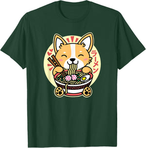 Kawaii Ramen Cute Anime Dog Corgi Japanese Noodles Drk T-Shirt - T-Shirt | Forest